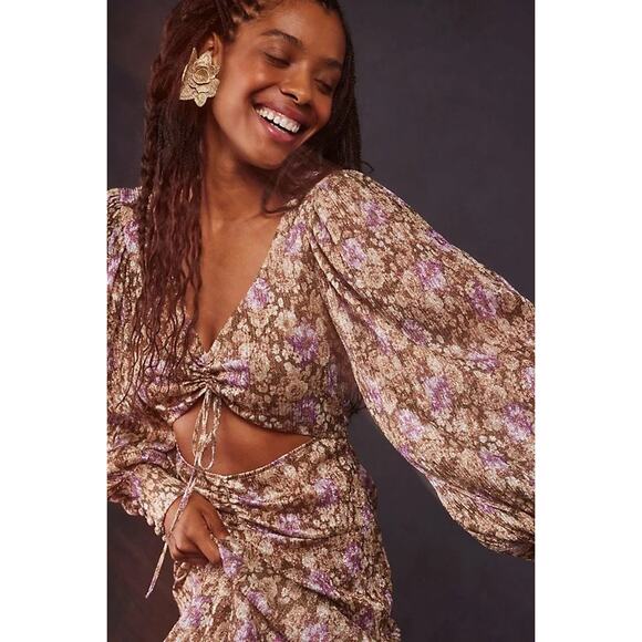 NWT For Love and Lemons Wynne Maxi‎ Dress Metallic Women’s Size Small - Picture 3 of 9